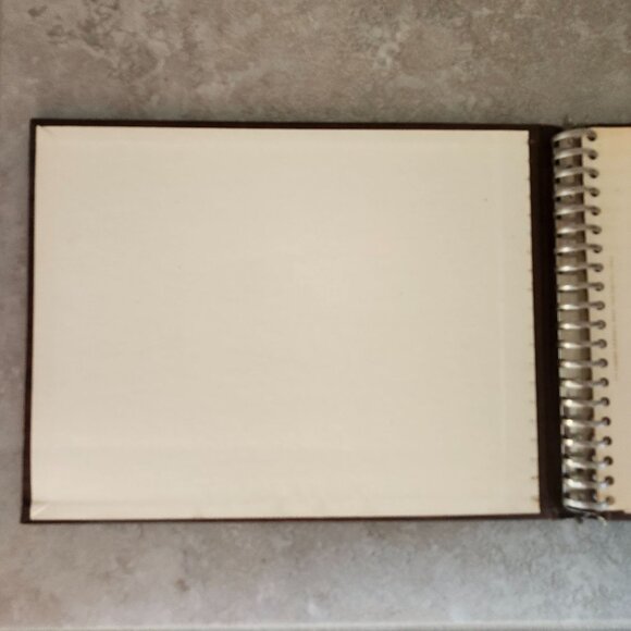 Vintage 60s 70s Photo Album Wood Grain Design Brass Gold Inlay Spiral Binding - Picture 4 of 8